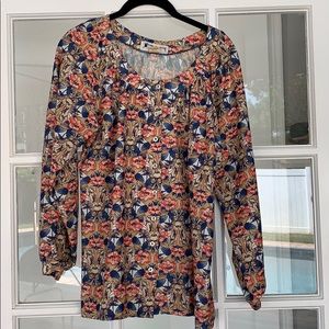 Vintage floral long-sleeve blouse